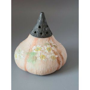 MT. WASHINGTON FIG Shaped SHAKER Pink/Orange with Enameled White Flowers